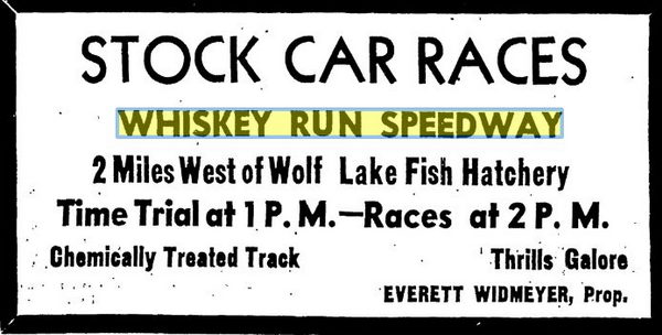 Whiskey Run Speedway (Whisky Run) - July 31 1949 Ad